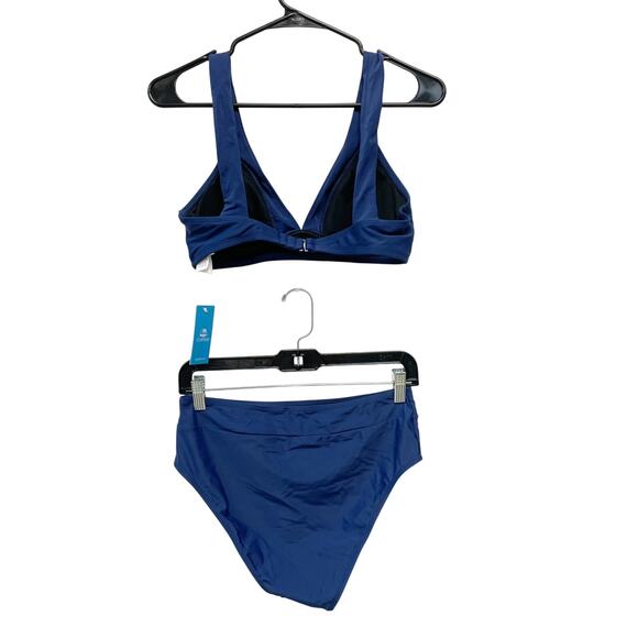 Cupshe Longline V Neck Bralette & Navy Classic High Waist Bikini Set Set M - Picture 3 of 8